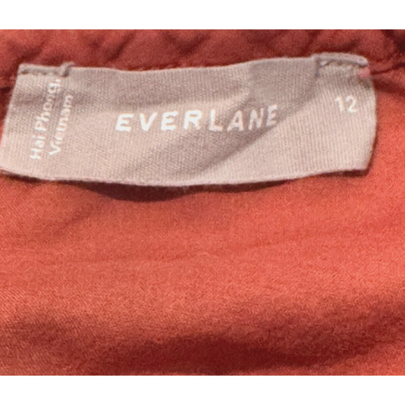 Everlane Sienna Brown Peasant Blouse Tie Back Neck Balloon Sleeves Size 12 - Picture 9 of 10